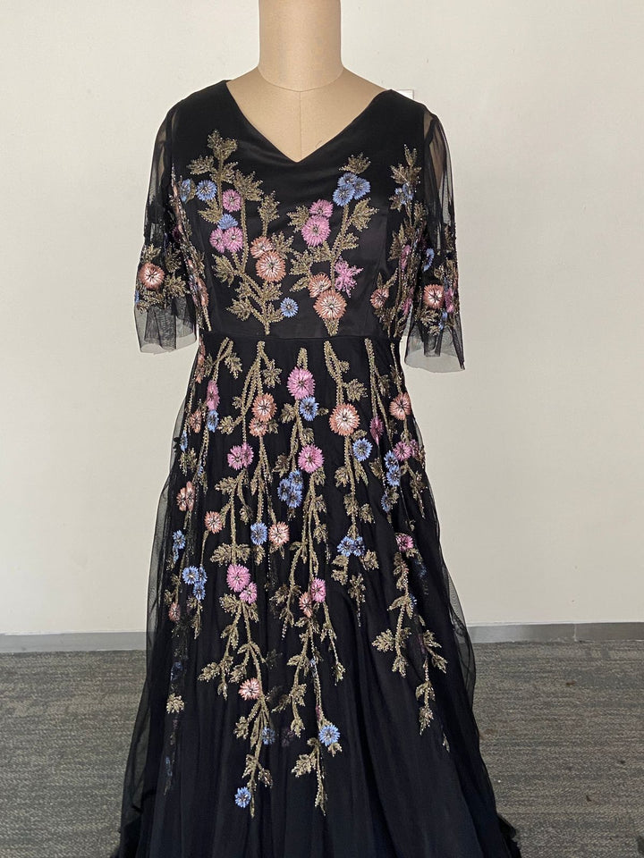 Rana Gill Midnight Bloom Embroidered Gown