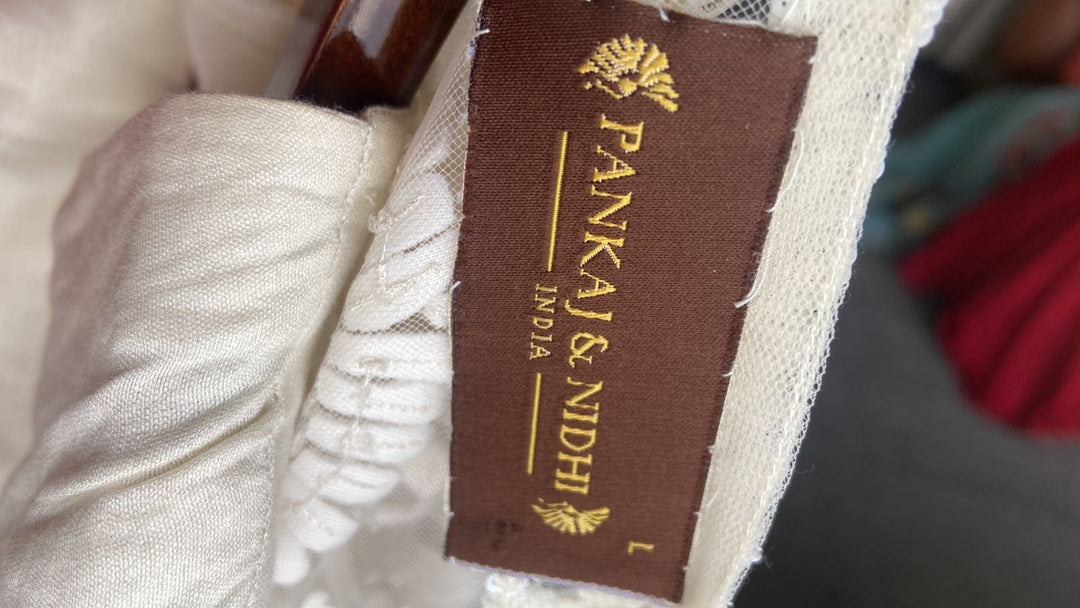 Pankaj & Nidhi Ivory Embroidered Gown with Jacket