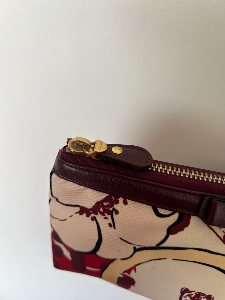 Salvatore Ferragamo Printed Zip Pouch with Vara Bow Detail
