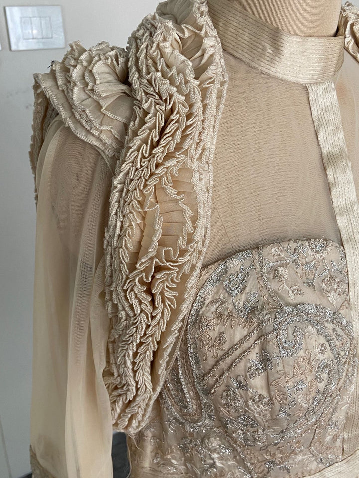 Shantanu & Nikhil Beige Embellished Gown