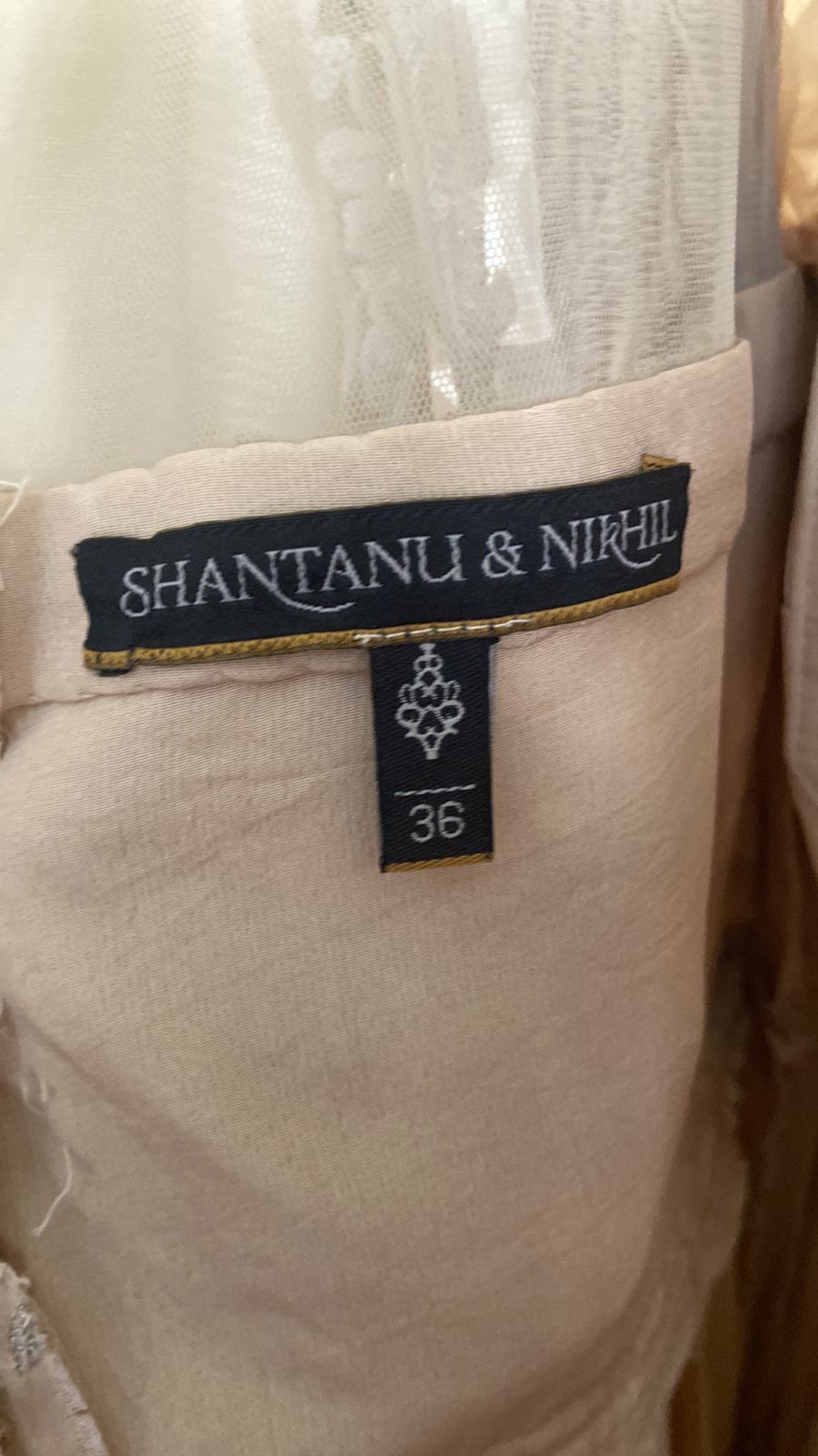 Shantanu & Nikhil Beige Embellished Gown