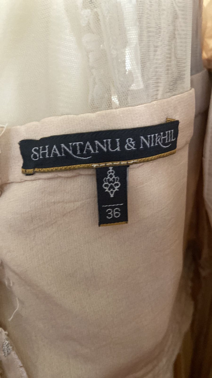 Shantanu & Nikhil Beige Embellished Gown