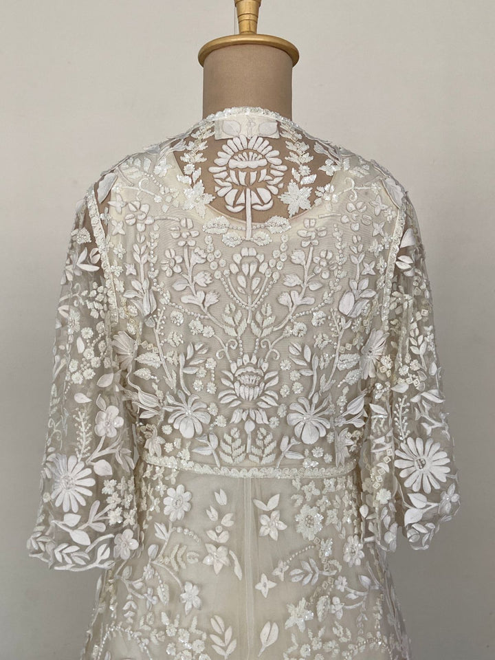 Pankaj & Nidhi Ivory Embroidered Gown with Jacket