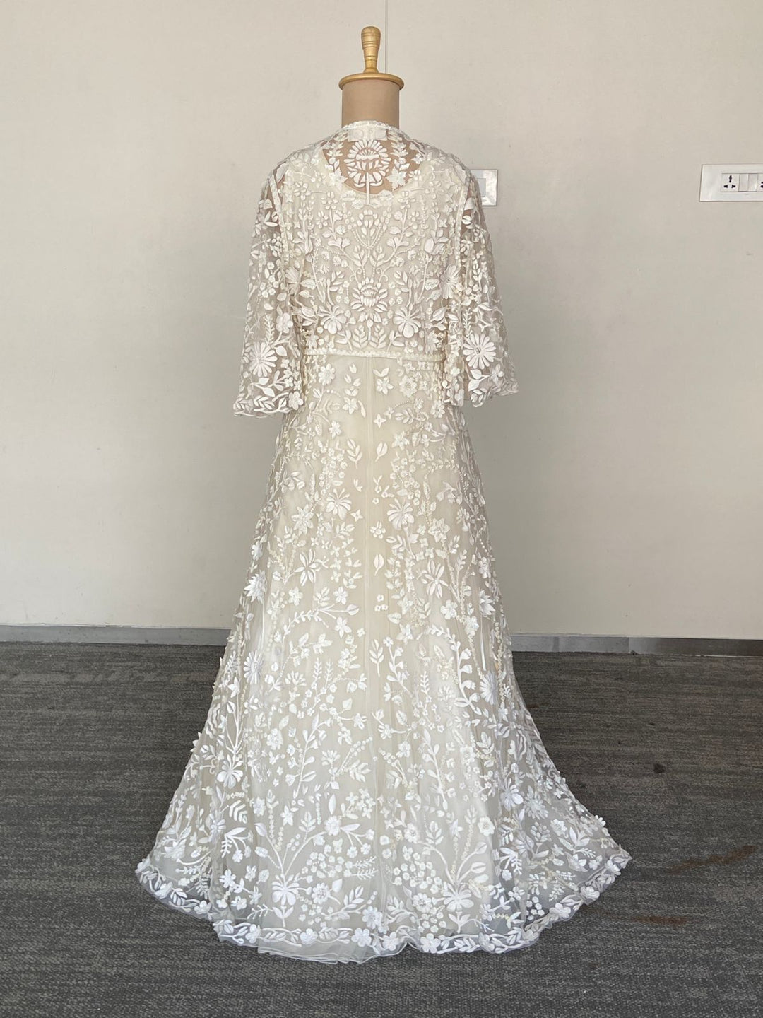 Pankaj & Nidhi Ivory Embroidered Gown with Jacket