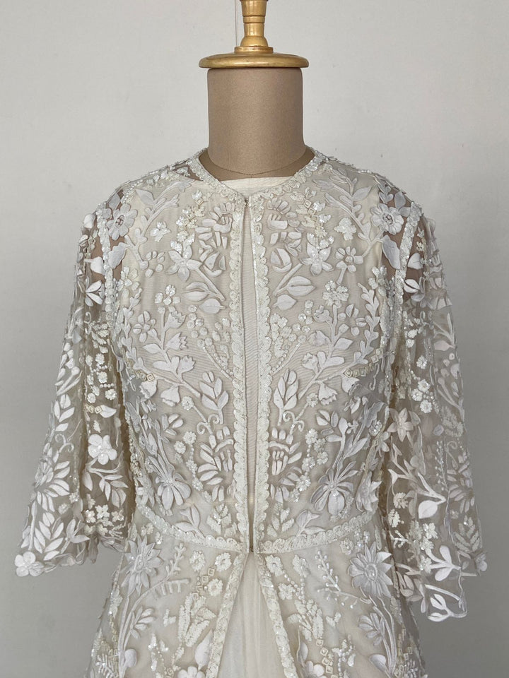 Pankaj & Nidhi Ivory Embroidered Gown with Jacket