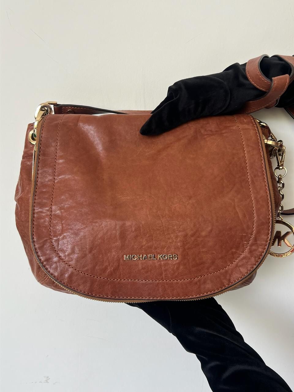 Michael Kors Tan Leather Elyse Crossbody Bag