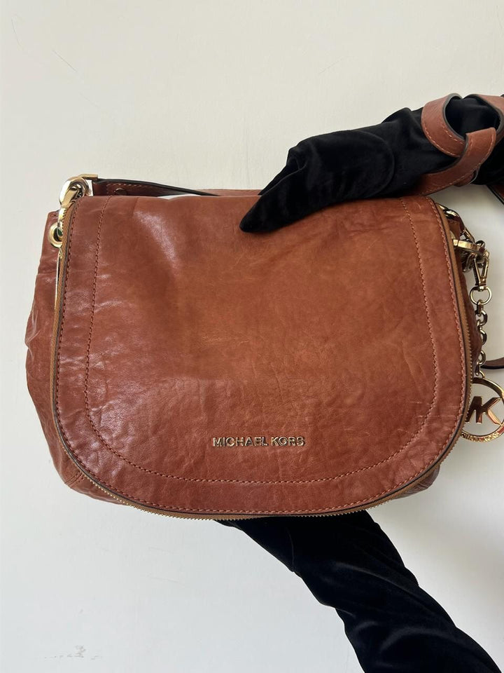 Michael Kors Tan Leather Elyse Crossbody Bag
