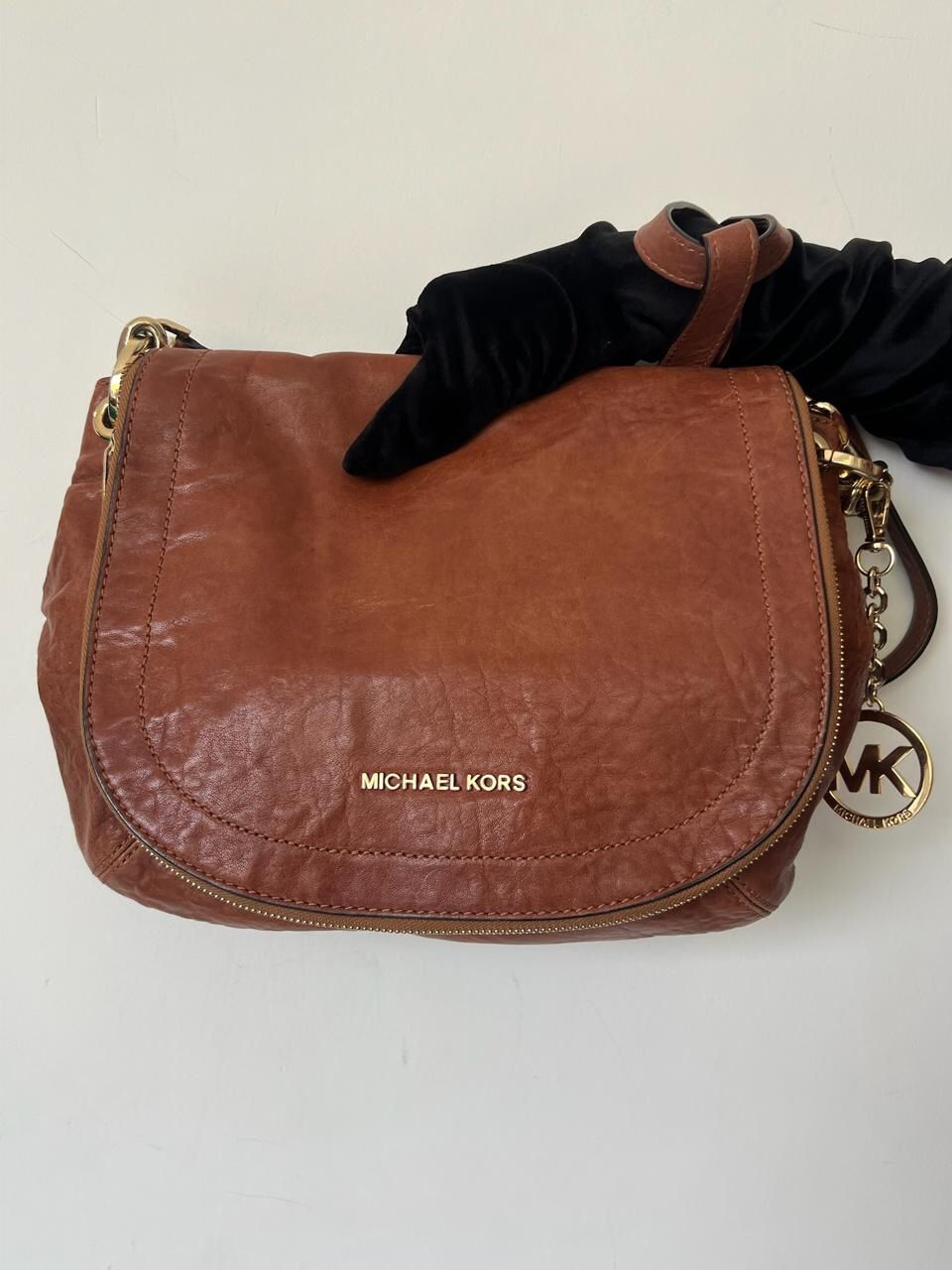 Michael Kors Tan Leather Elyse Crossbody Bag