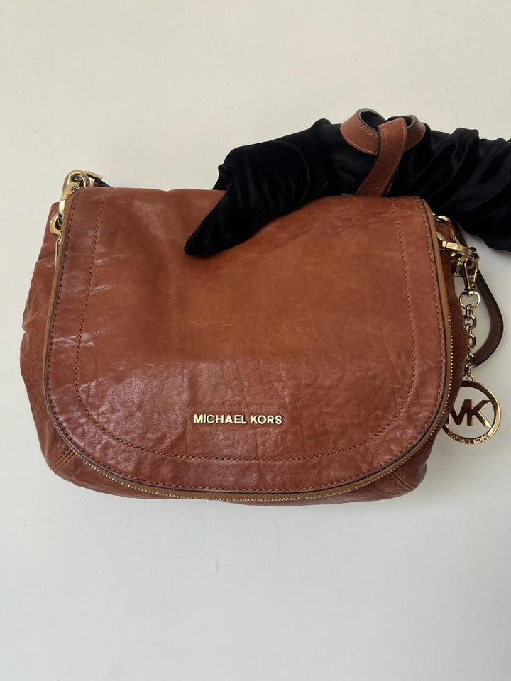 Michael Kors Tan Leather Elyse Crossbody Bag