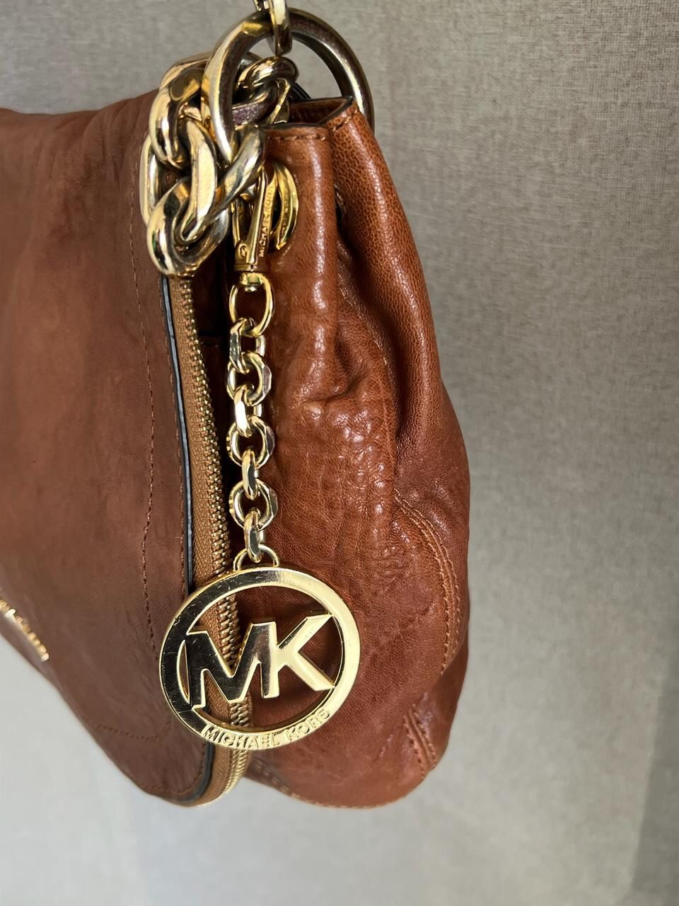 Michael Kors Tan Leather Elyse Crossbody Bag