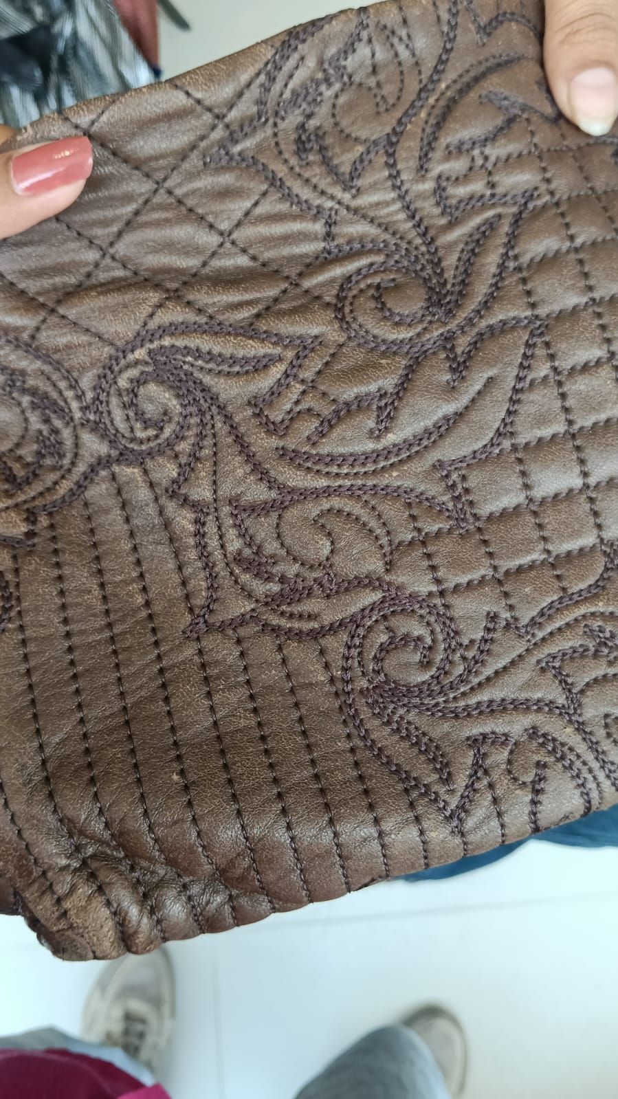 Versace Quilted Leather Embroidered Barocco Shoulder Bag