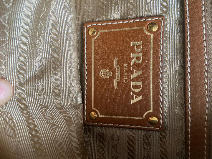 Prada Canvas & Leather Shoulder Bag