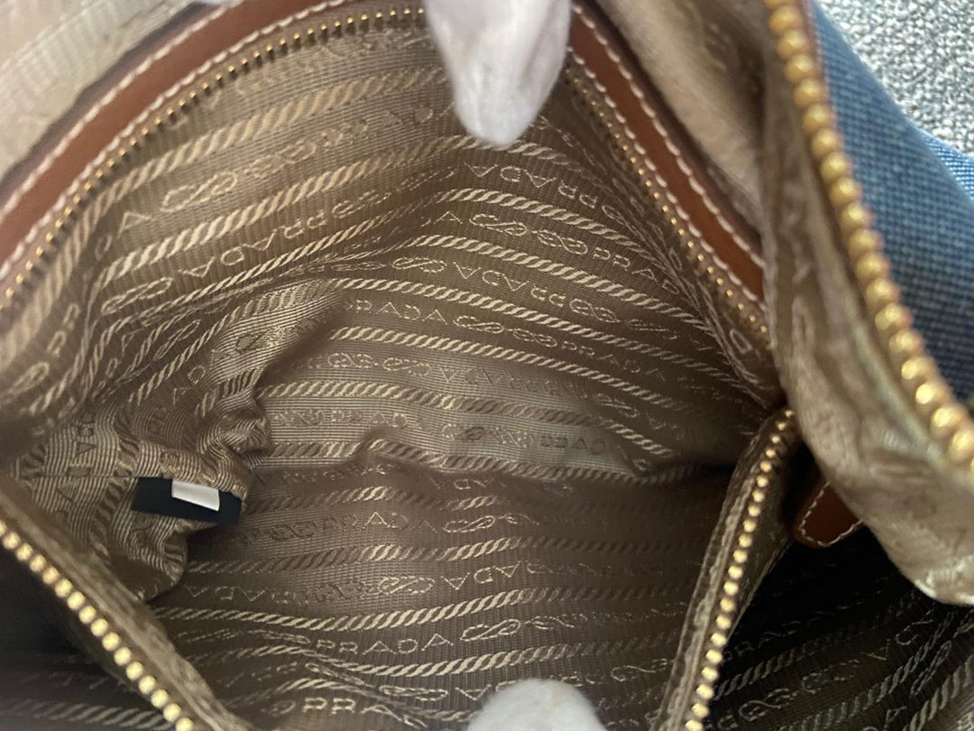 Prada Canvas & Leather Shoulder Bag