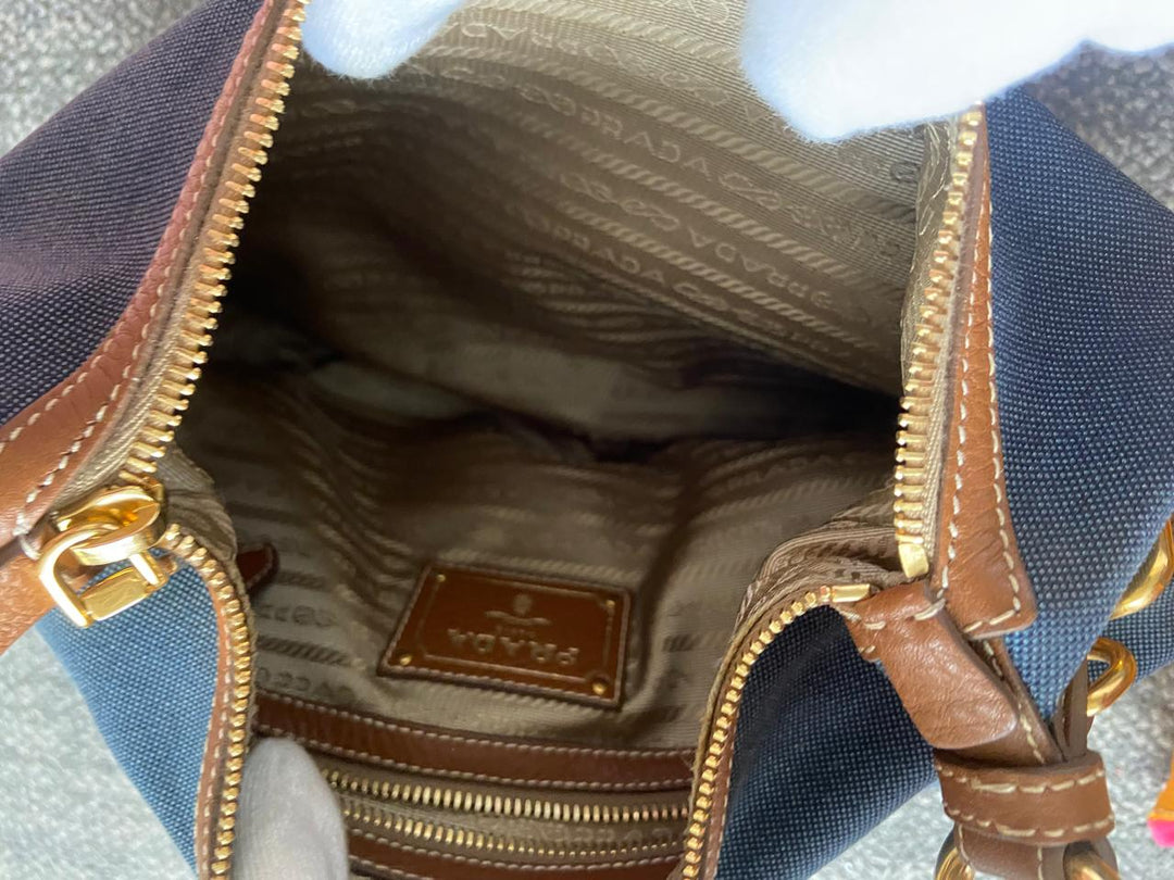 Prada Canvas & Leather Shoulder Bag