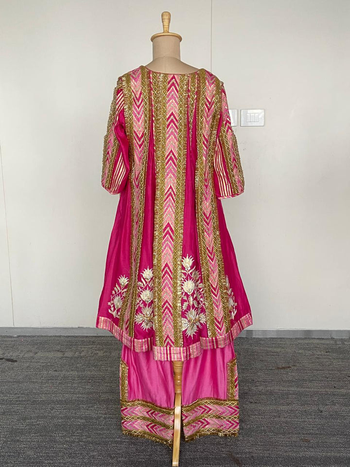 Simar Dugal Pink Embroidered Suit Set