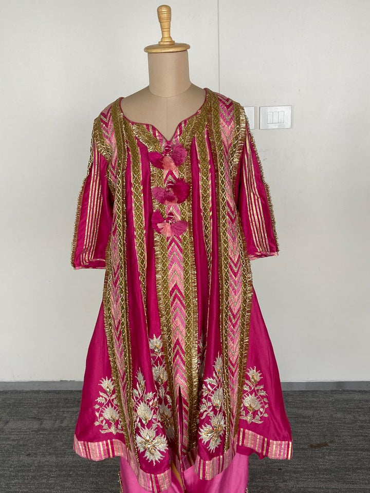 Simar Dugal Pink Embroidered Suit Set
