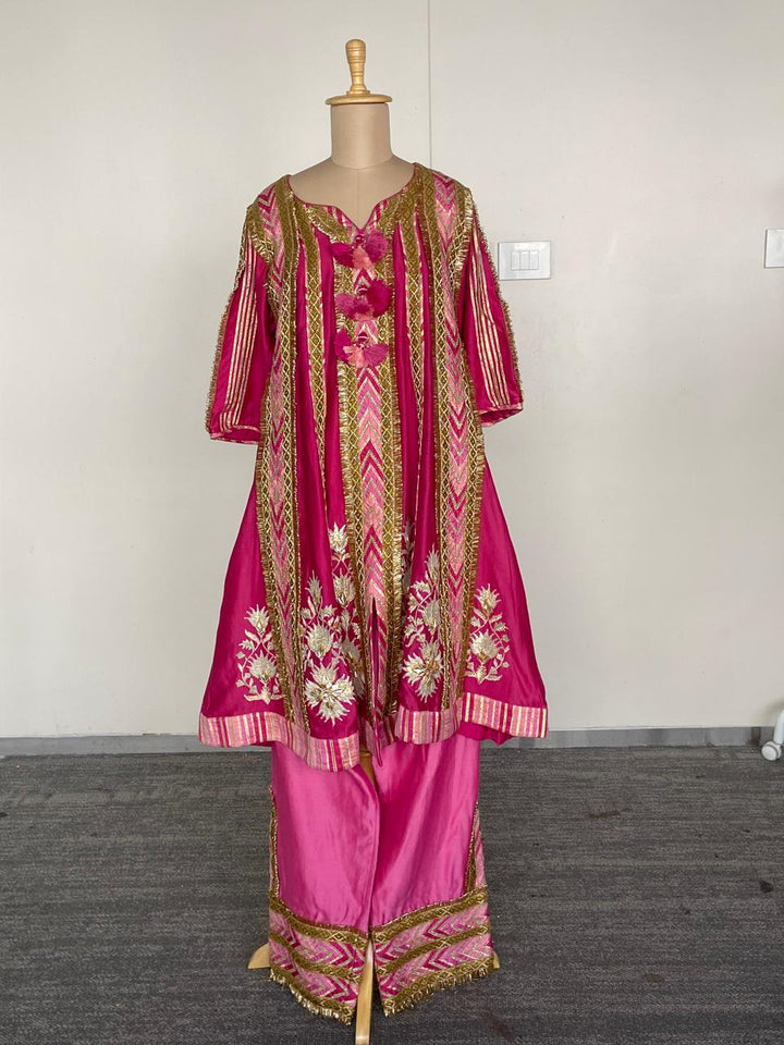 Simar Dugal Pink Embroidered Suit Set