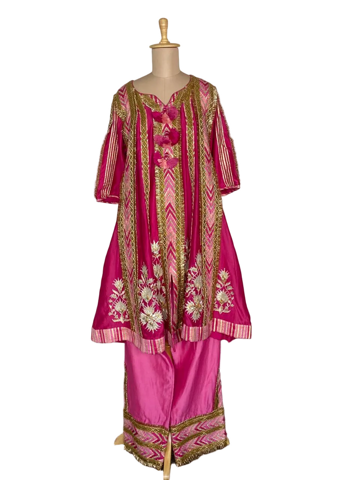 Simar Dugal Pink Embroidered Suit Set