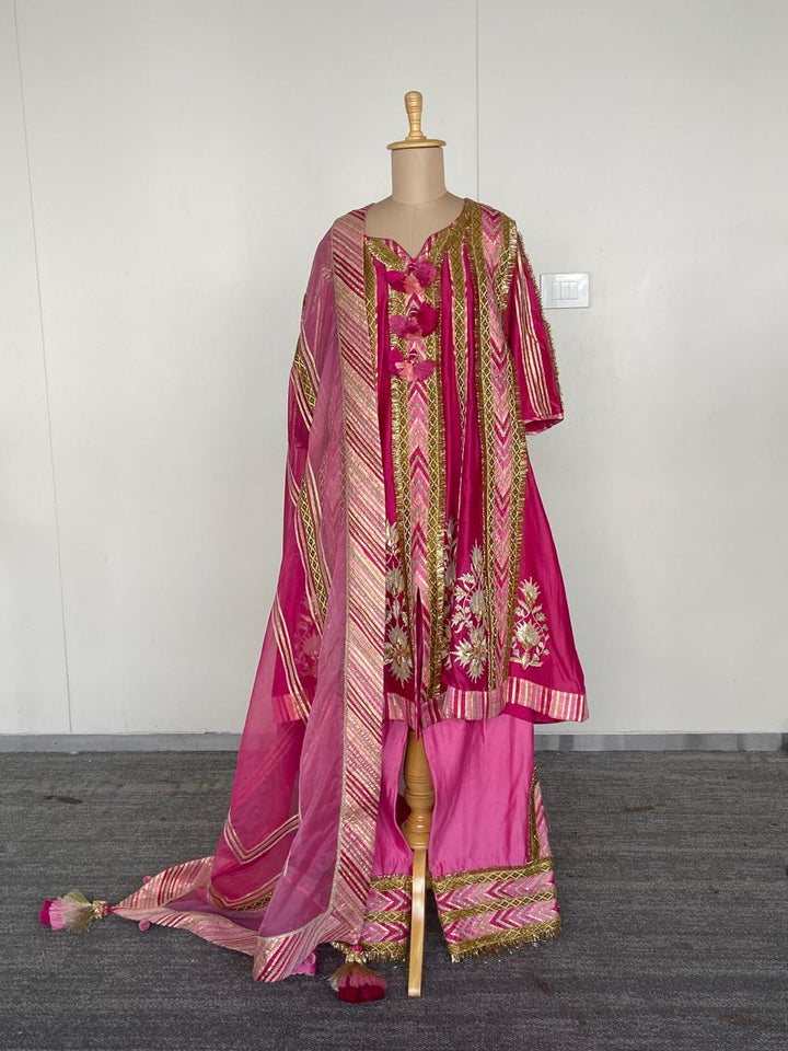 Simar Dugal Pink Embroidered Suit Set