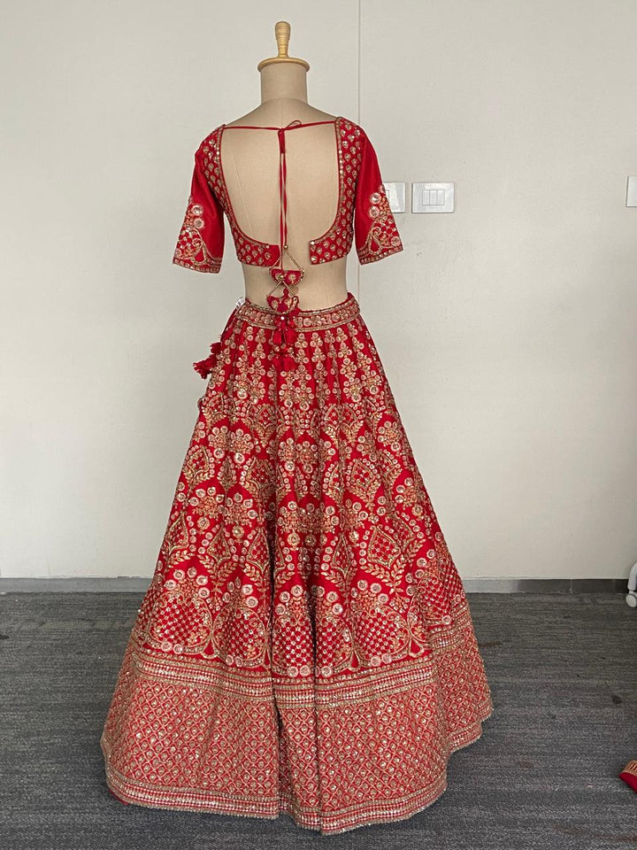 Sabyasachi Red Embroidered Lehenga Set