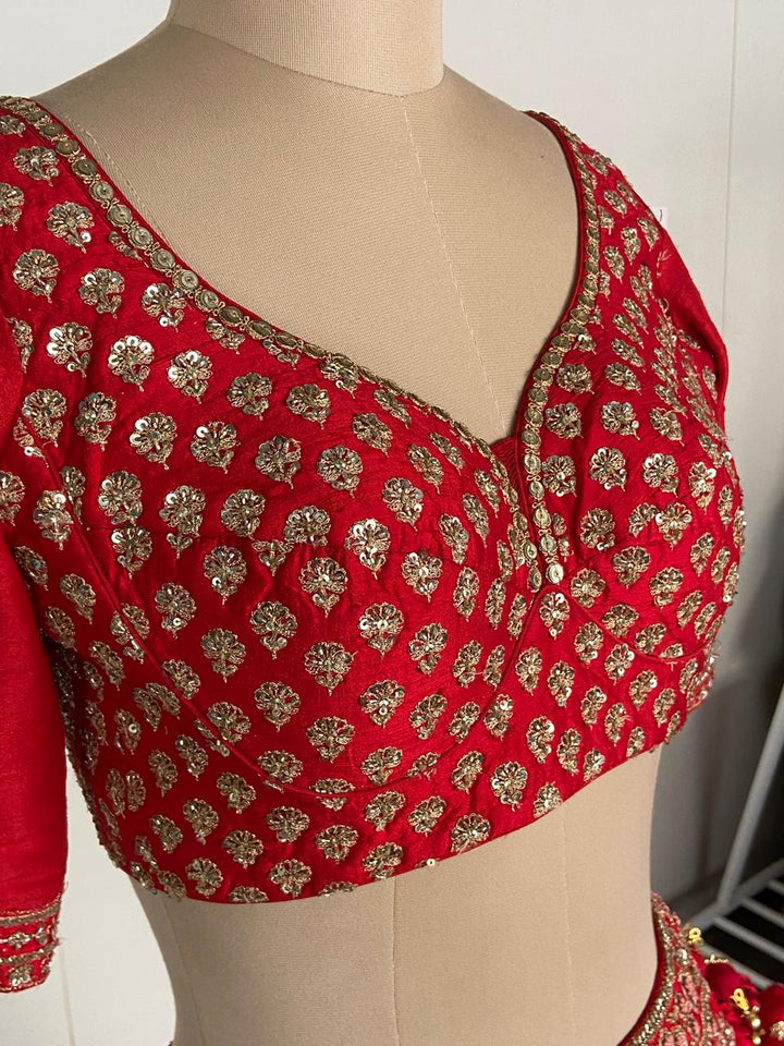 Sabyasachi Red Embroidered Lehenga Set
