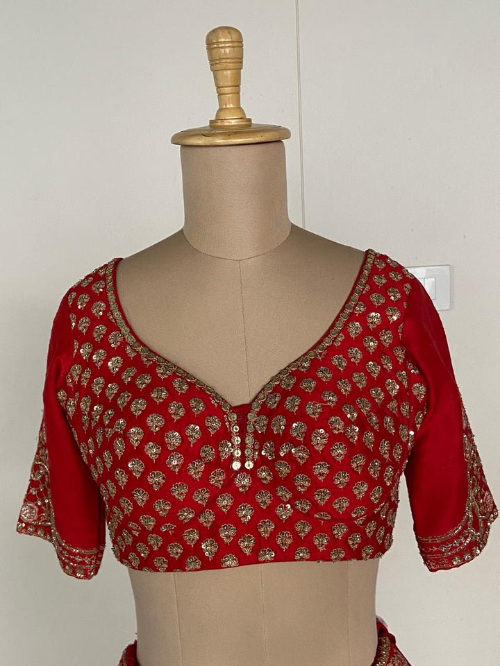 Sabyasachi Red Embroidered Lehenga Set