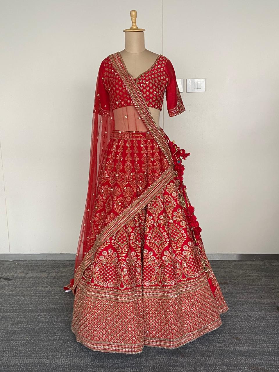Sabyasachi Red Embroidered Lehenga Set