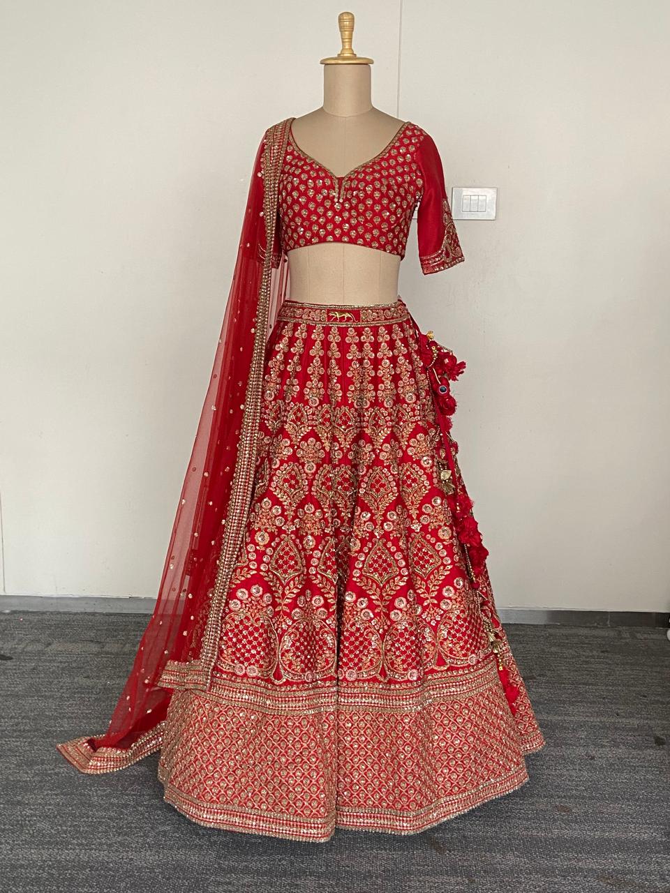 Sabyasachi Red Embroidered Lehenga Set