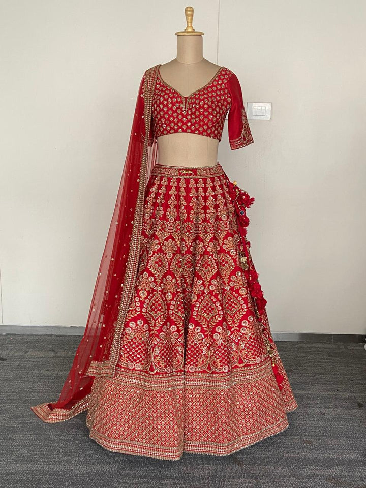 Sabyasachi Red Embroidered Lehenga Set