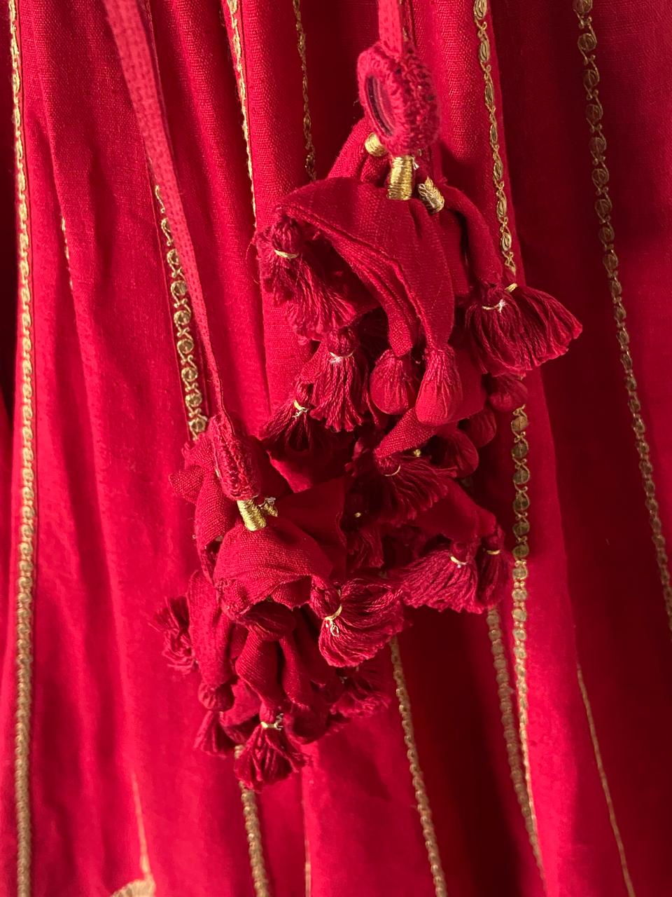 Sabyasachi Crimson Red Embroidered Lehenga Set