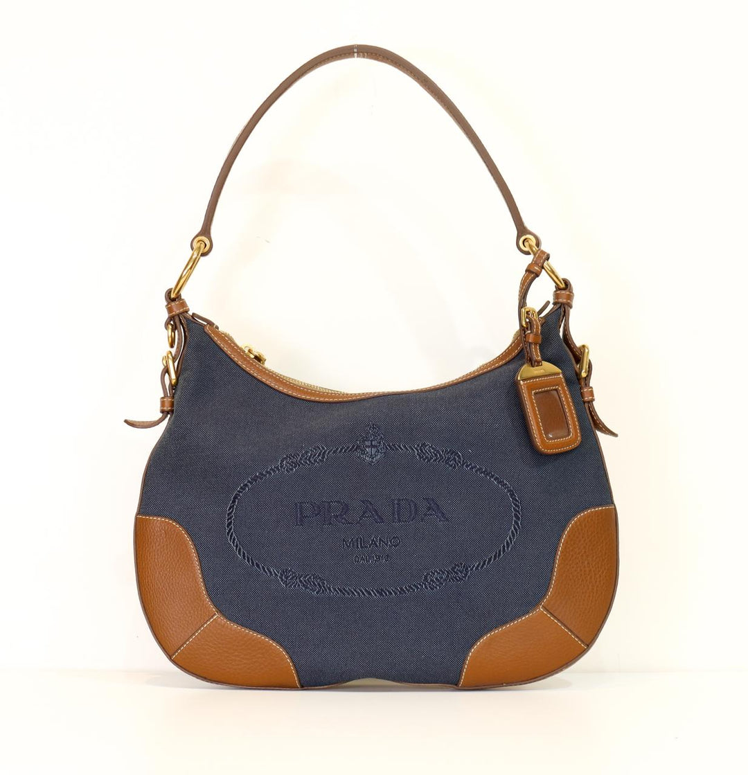 Prada Canvas & Leather Shoulder Bag