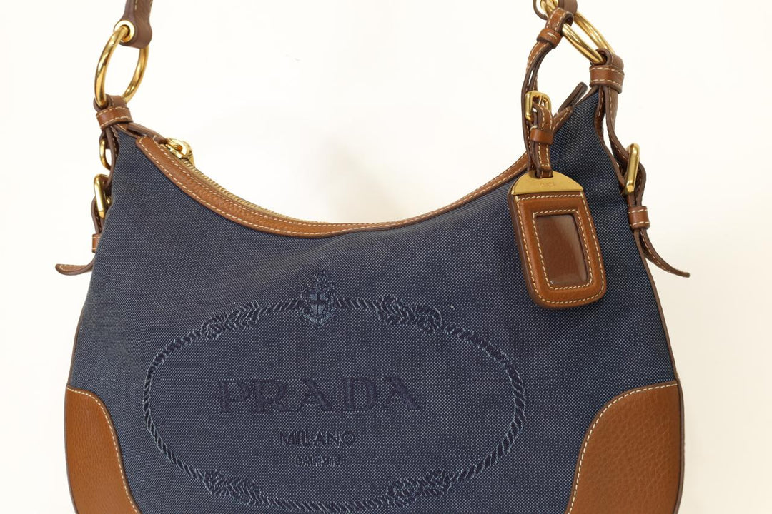 Prada Canvas & Leather Shoulder Bag