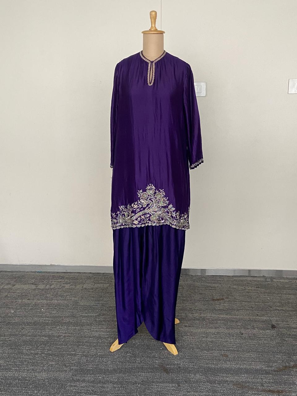 Jayanti Reddy Purple Embroidered Kurta Set