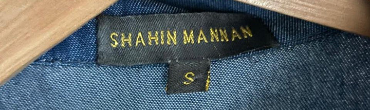 Shahin Mannan Embroidered Denim Shirt Dress