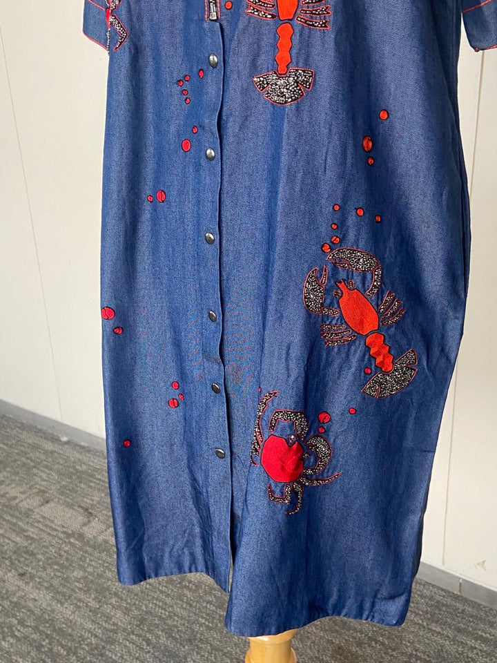 Shahin Mannan Embroidered Denim Shirt Dress