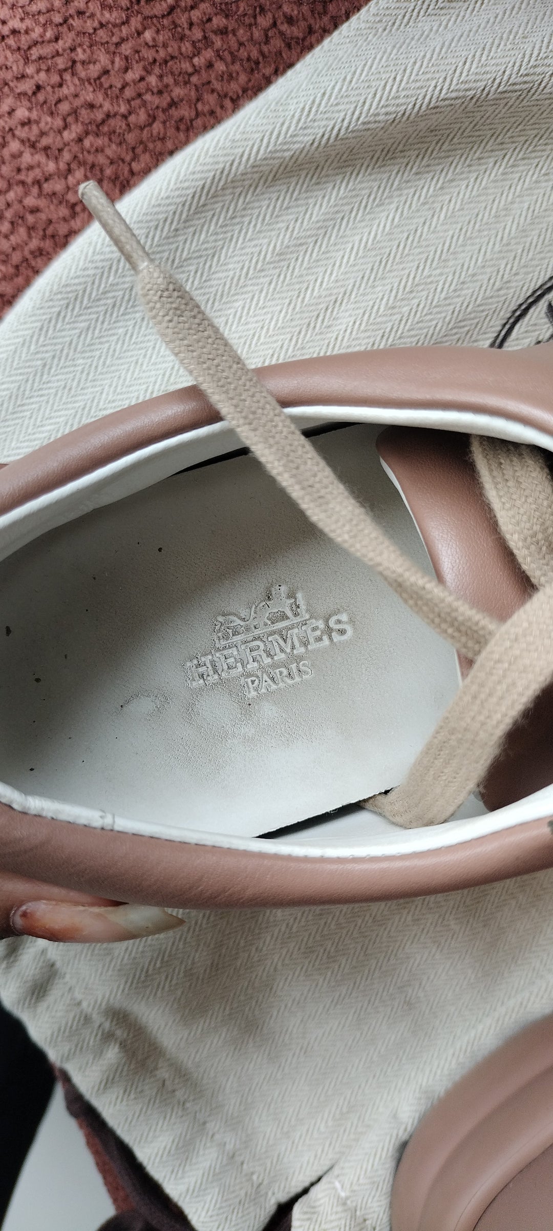 Hermès Happy Lace-Up Leather Sneakers Size 39