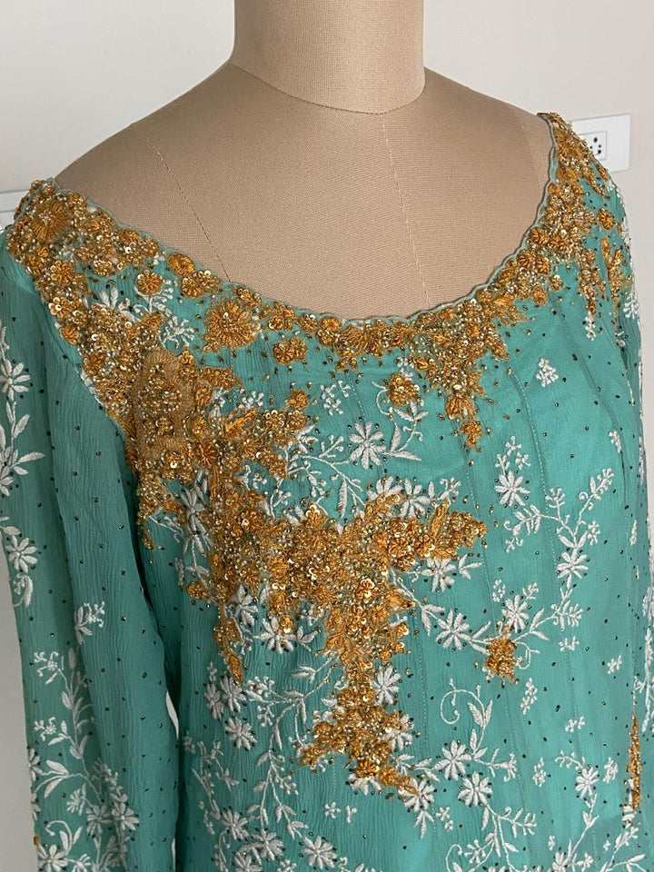 Dolly J Teal Embroidered Kurta Set
