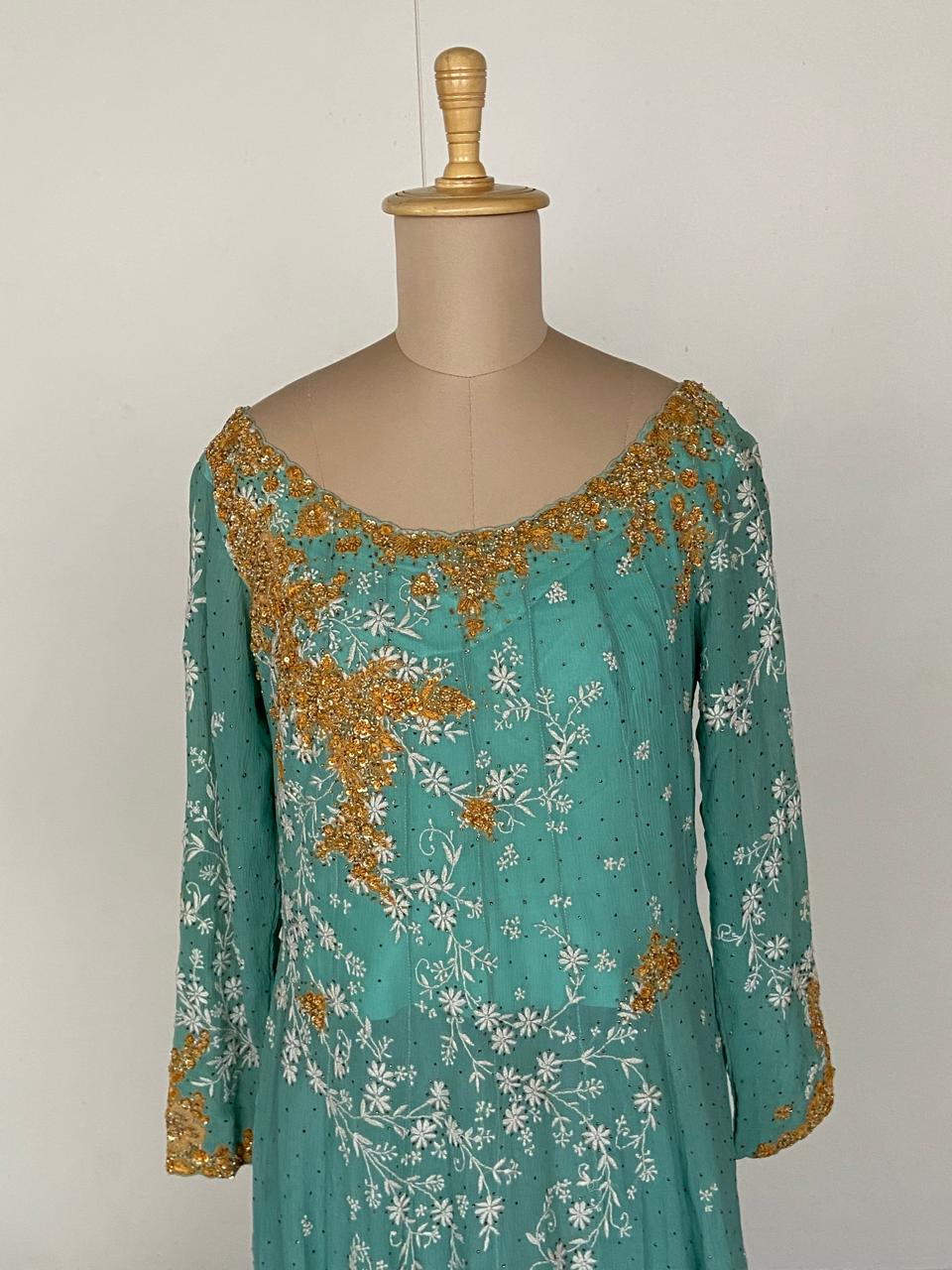 Dolly J Teal Embroidered Kurta Set