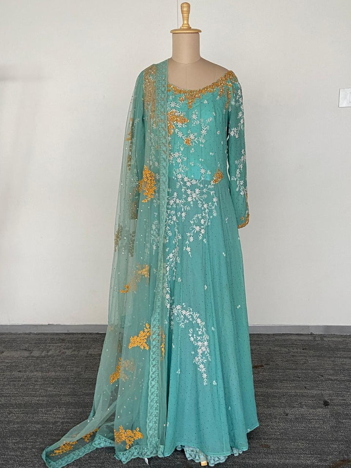 Dolly J Teal Embroidered Kurta Set