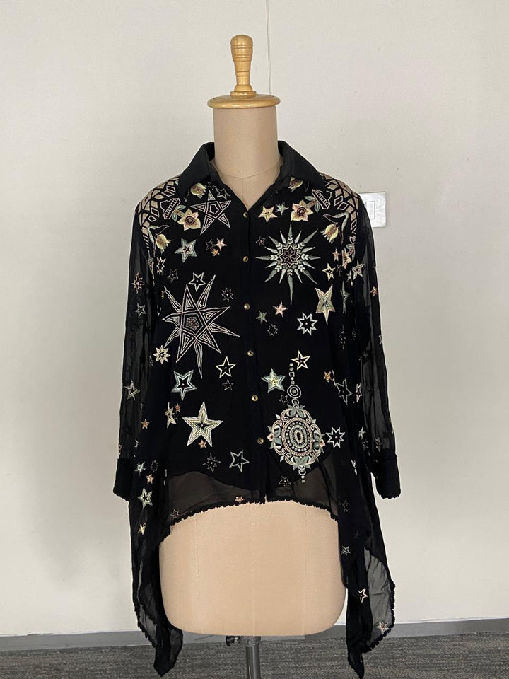 Tarun Tahiliani Embroidered Sheer Shirt