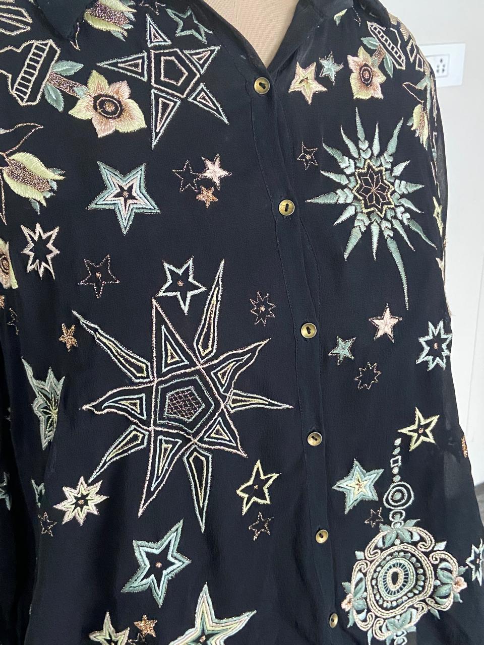 Tarun Tahiliani Embroidered Sheer Shirt