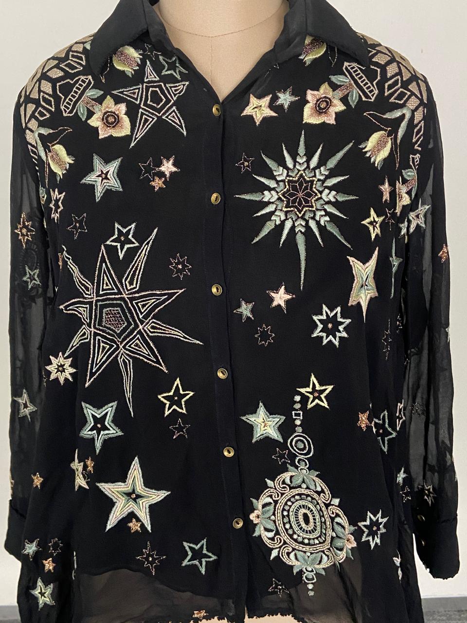 Tarun Tahiliani Embroidered Sheer Shirt