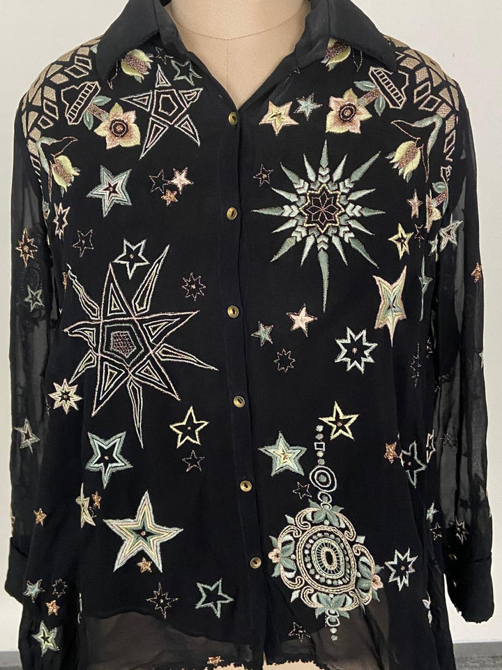 Tarun Tahiliani Embroidered Sheer Shirt