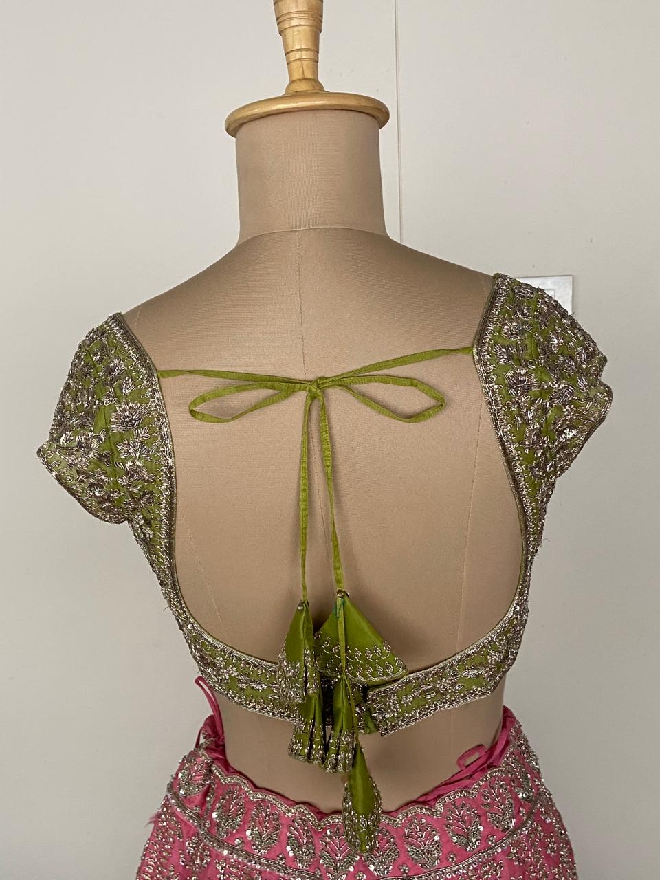 Anushree Reddy Pink & Green Embroidered Lehenga Set