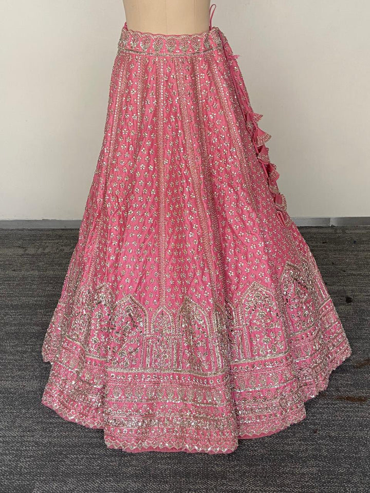 Anushree Reddy Pink & Green Embroidered Lehenga Set