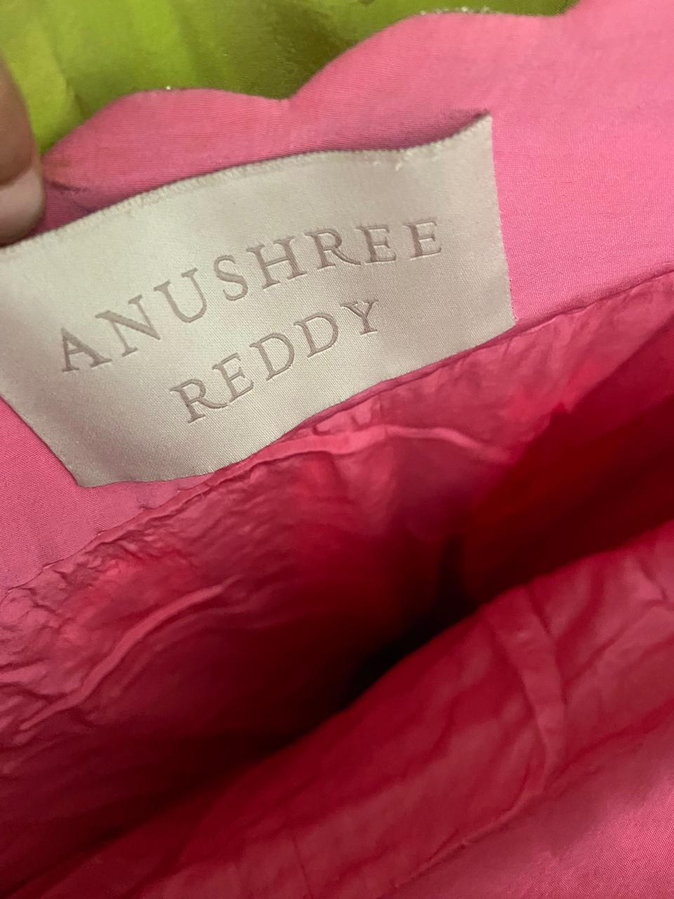 Anushree Reddy Pink & Green Embroidered Lehenga Set
