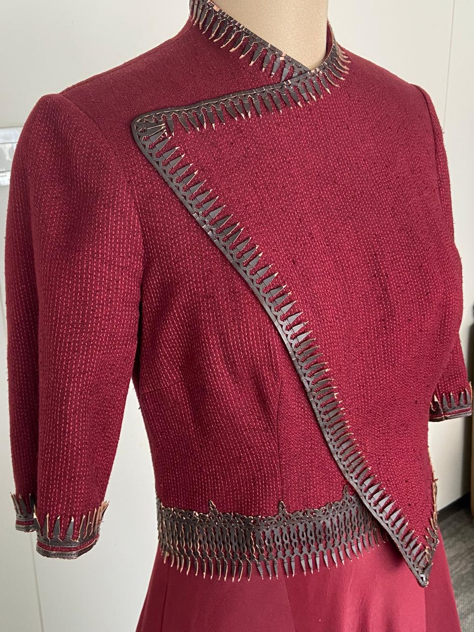 Shantanu & Nikhil Burgundy Embroidered Gown