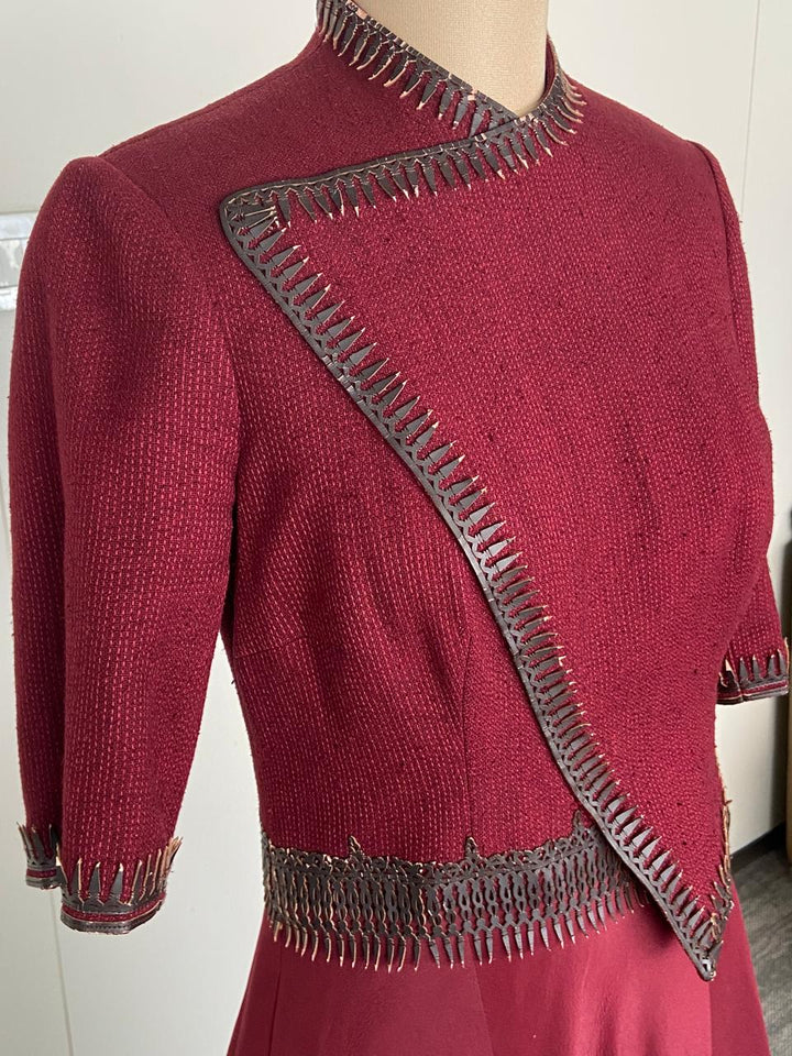 Shantanu & Nikhil Burgundy Embroidered Gown