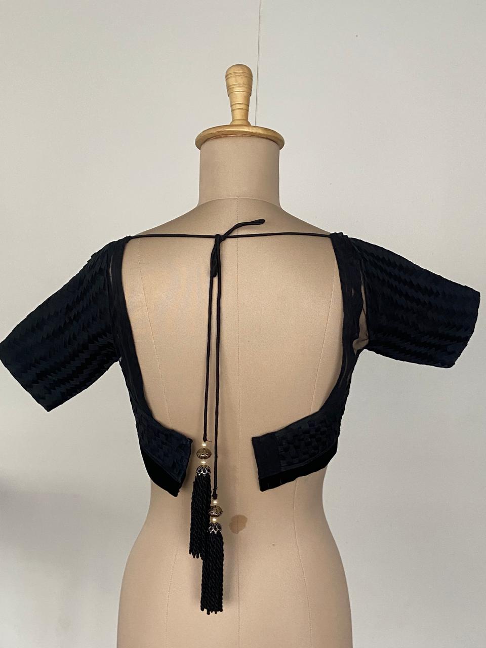 Monisha Jaising Black Woven Blouse