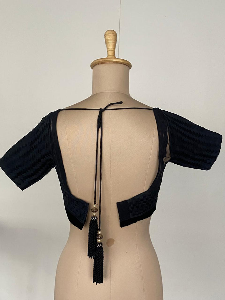 Monisha Jaising Black Woven Blouse